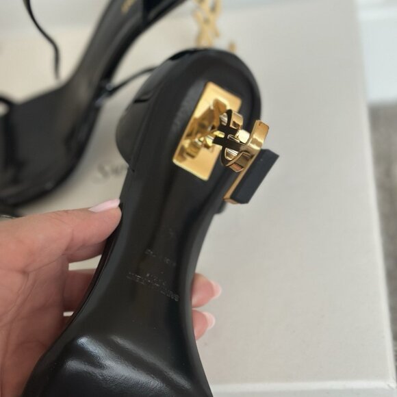 Saint Laurent OPYUM Sandals In leather With Gold Heel - Picture 2 of 8